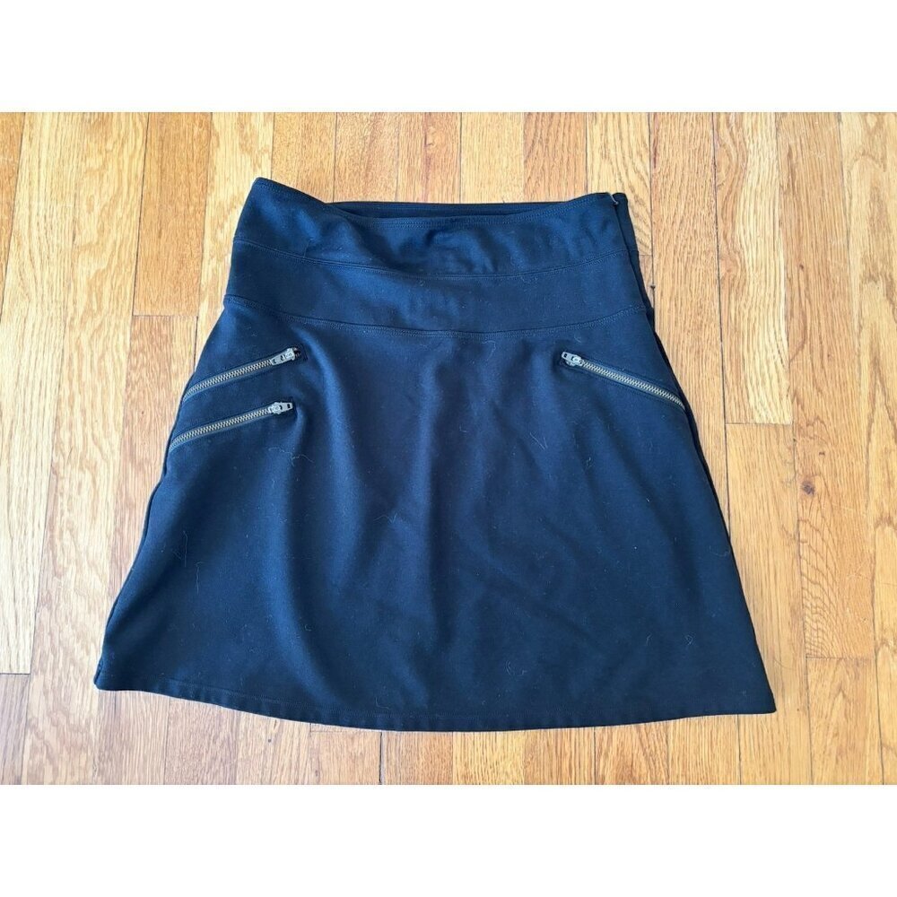 Athleta Womens Size 2 Black Athletic Skirt Triple Zipper Trim Side Zip Stretch